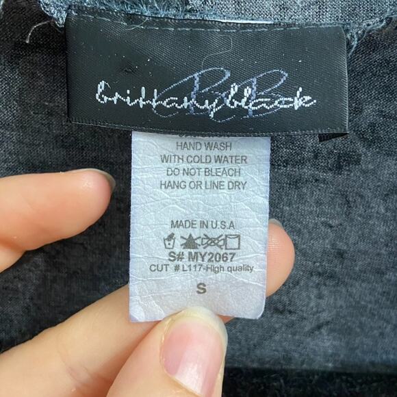 Vintage Brittany Black Gray Floral Open Front Waterfall Shrug Sweater Wrap 90s - Picture 5 of 6